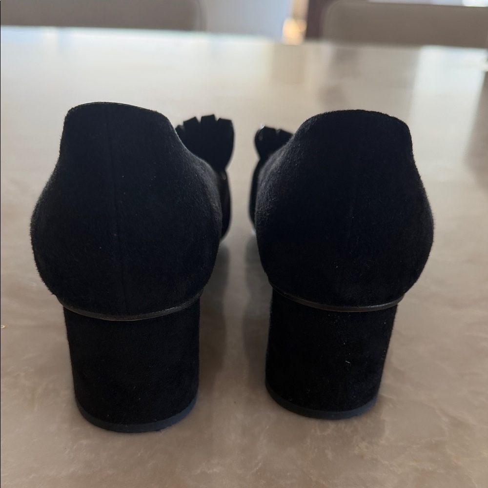 Gucci Black Suede Fringe Loafers with Gold GG Hardware - Picture 3 of 4